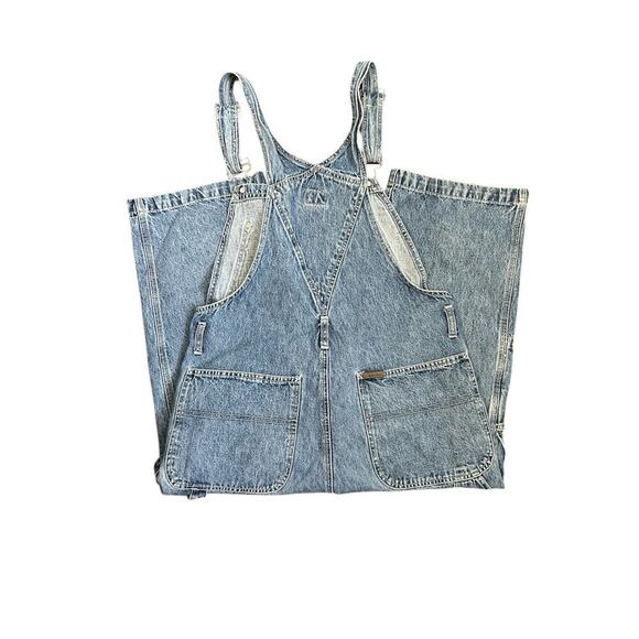 Vintage Y2K Calvin Klein Cropped Denim Carpenter Overalls Women's size Medium - Picture 13 of 15